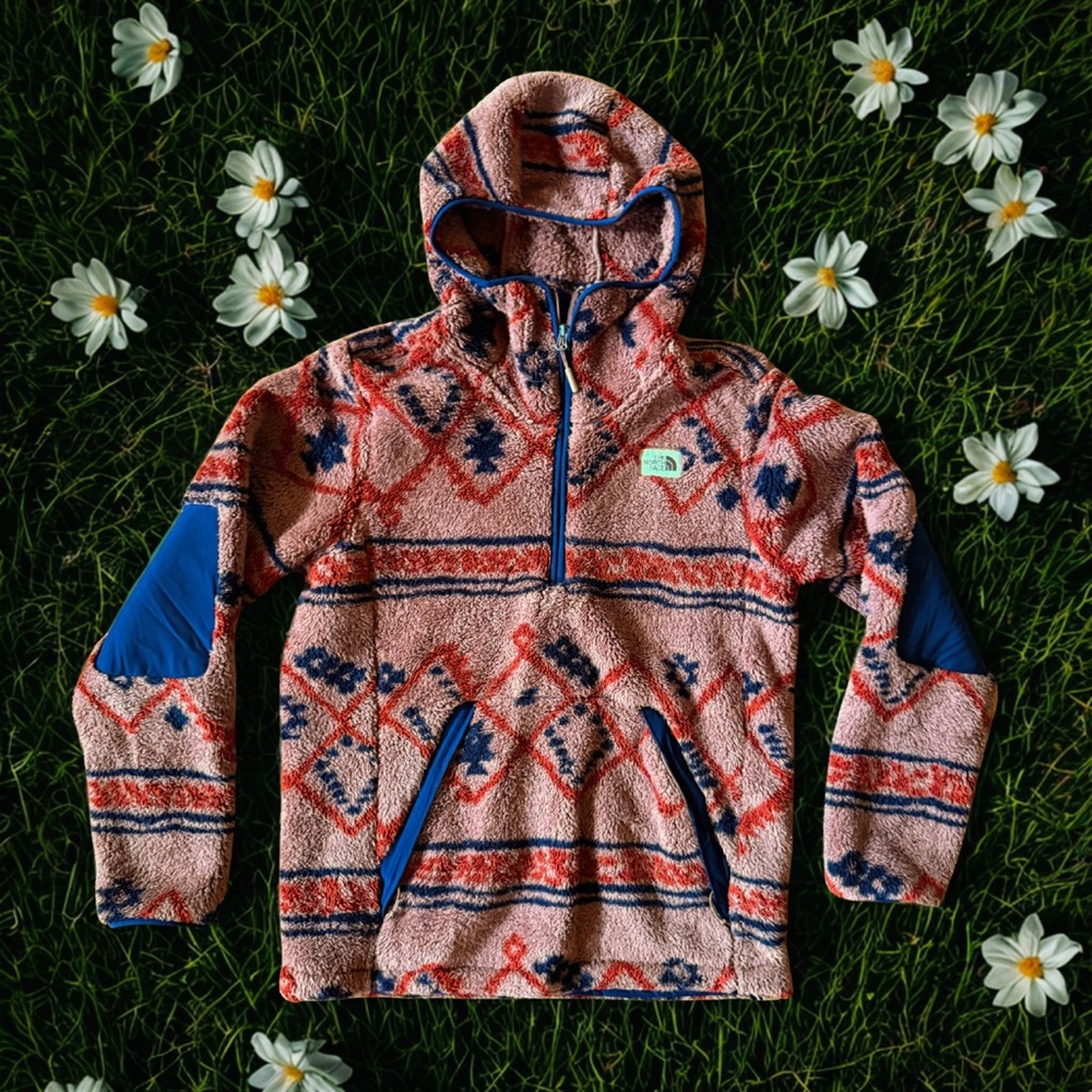 Men’s Patterned Fleece 1/4 Zip Pullover Jacket with Hood